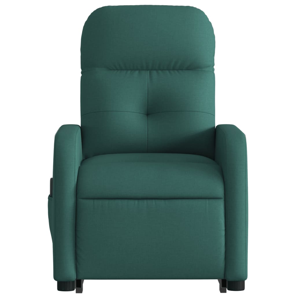 vidaXL Stand up Massage Recliner Chair Dark Green Fabric-6