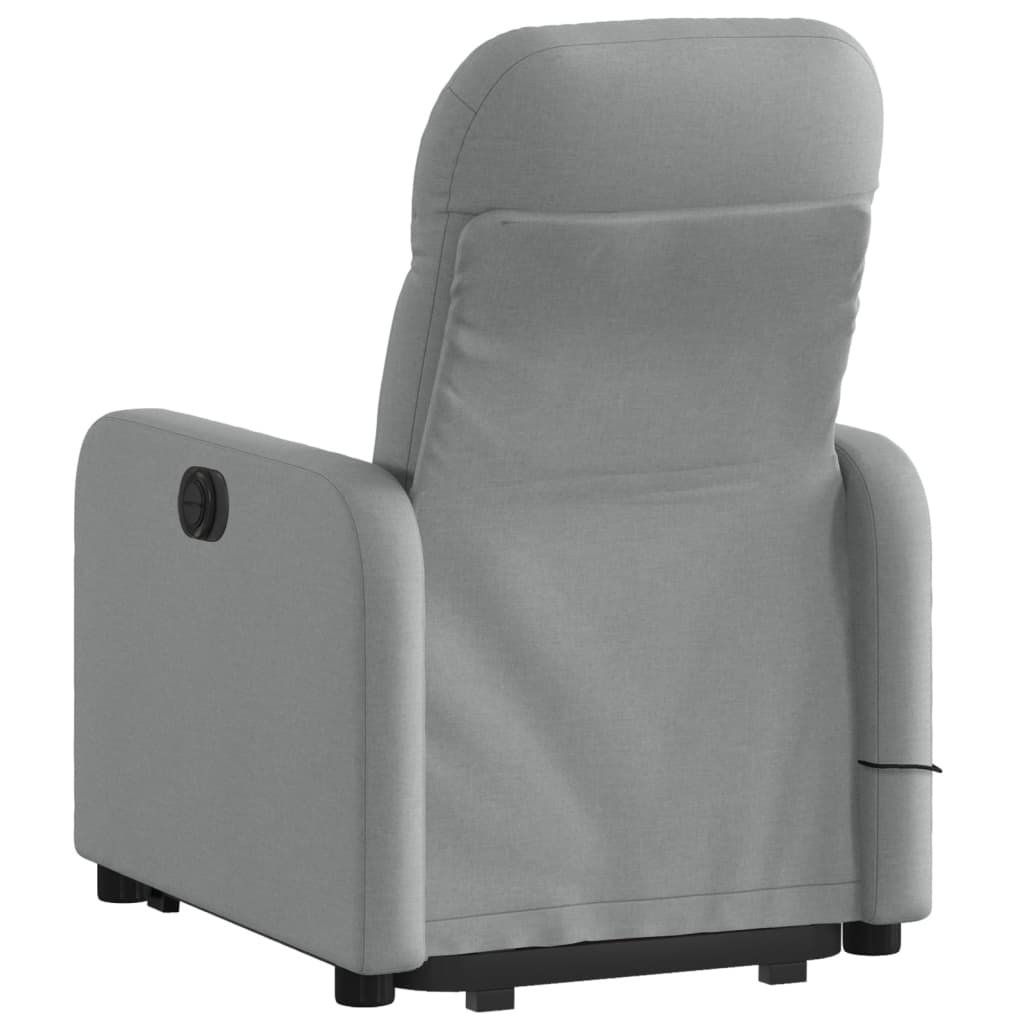 vidaXL Electric Stand up Massage Recliner Chair Light Gray Fabric-2