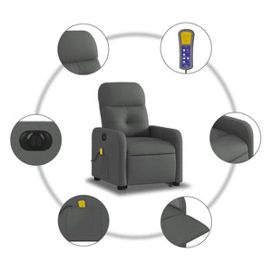 vidaXL Electric Stand up Massage Recliner Chair Dark Gray Fabric-5