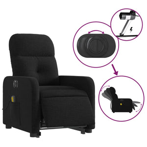 vidaXL Electric Stand up Massage Recliner Chair Black Fabric-3