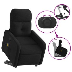 vidaXL Electric Stand up Massage Recliner Chair Black Fabric-7