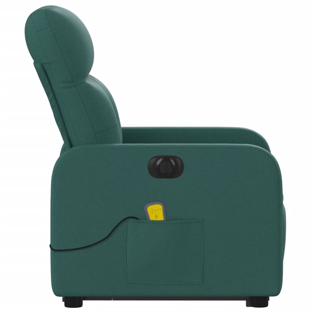 vidaXL Electric Stand up Massage Recliner Chair Dark Green Fabric-6