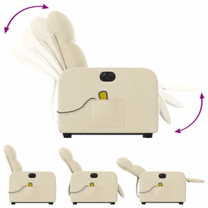 vidaXL Electric Stand up Massage Recliner Chair Cream Fabric-4