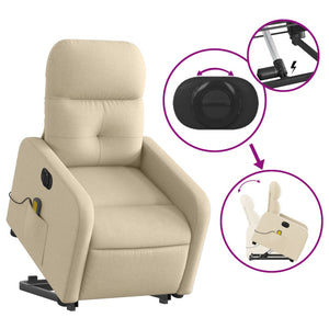 vidaXL Electric Stand up Massage Recliner Chair Cream Fabric-7