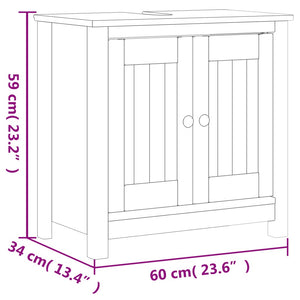 vidaXL Bathroom Furniture Set Storage Sink Cabinet Mirror BERG Solid Wood Pine-59