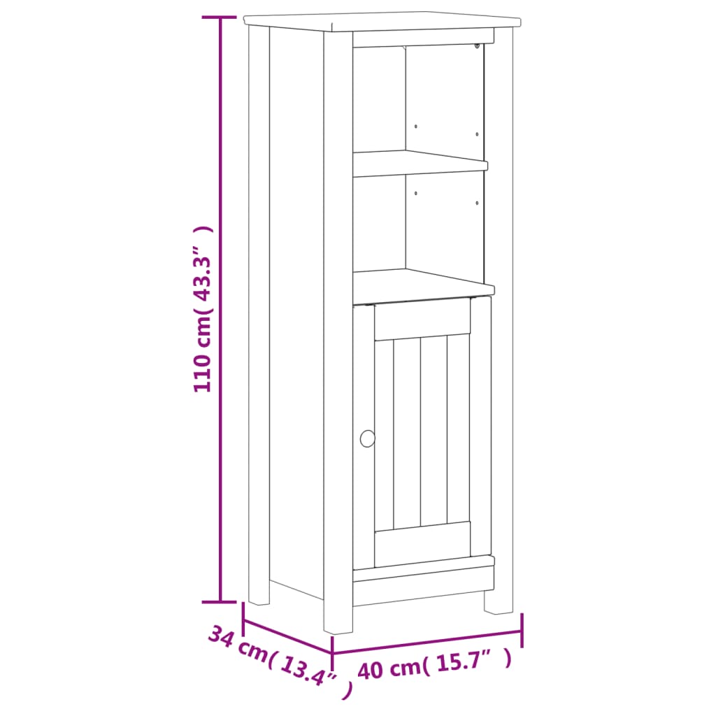 vidaXL Bathroom Furniture Set Storage Sink Cabinet Mirror BERG Solid Wood Pine-82