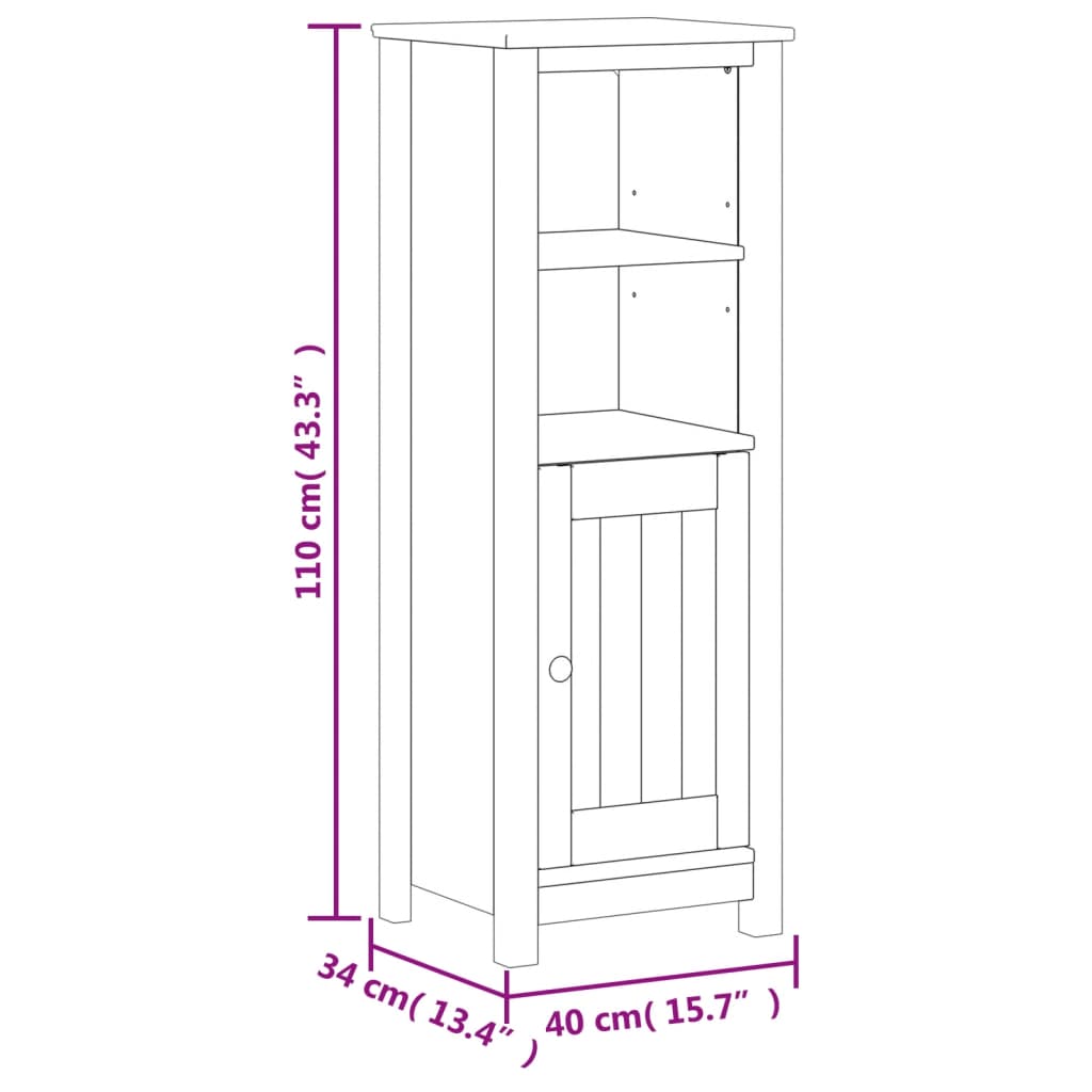 vidaXL Bathroom Furniture Set Storage Sink Cabinet Mirror BERG Solid Wood Pine-60