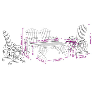 vidaXL Patio Lounge Set Outdoor Garden Seat Furniture 4 Piece Solid Wood Fir-2