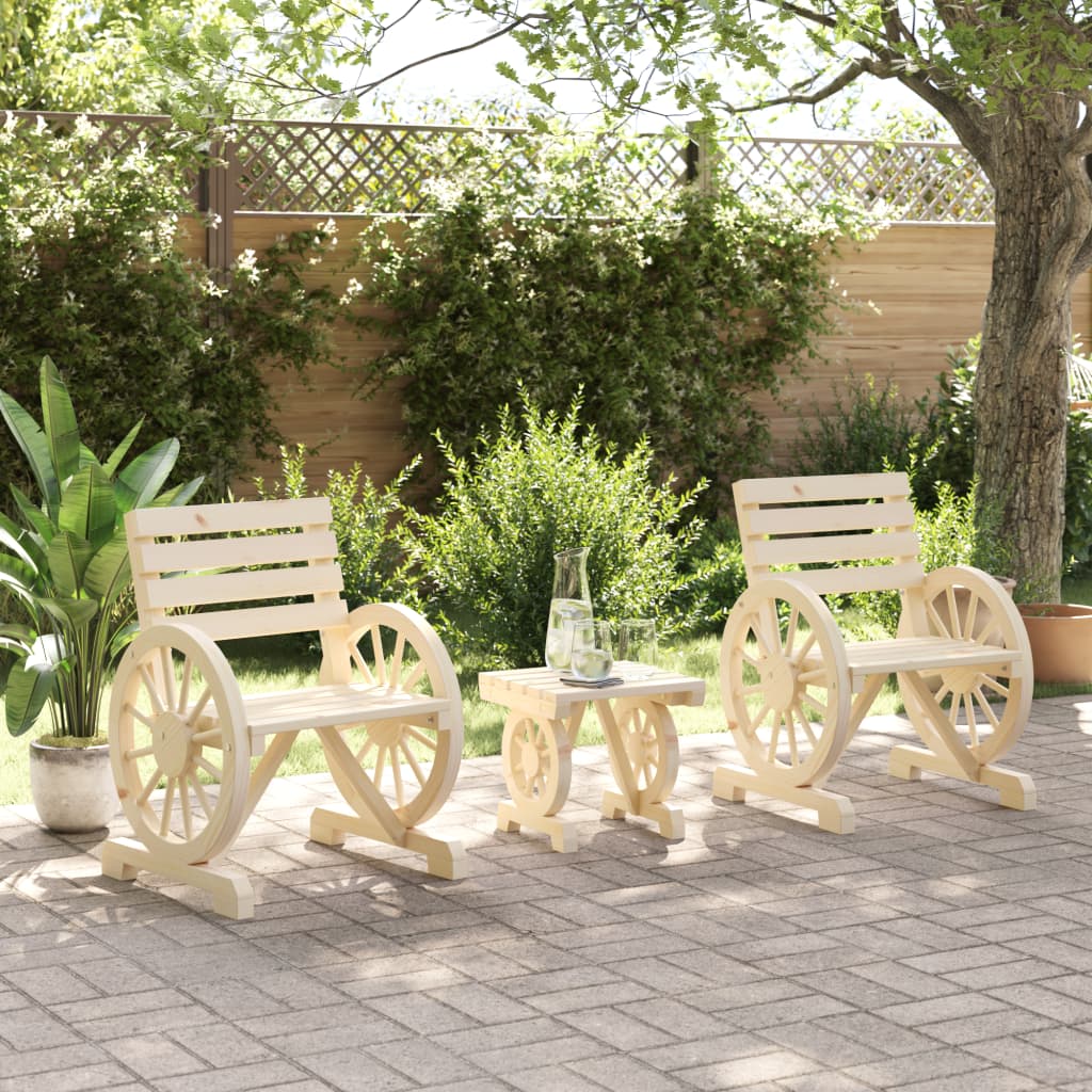 vidaXL Patio Lounge Set Outdoor Garden Sea Furniture 3 Piece Solid Wood Fir-0