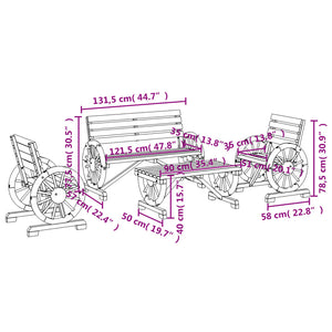 vidaXL Patio Lounge Set Outdoor Garden Seat Furniture 4 Piece Solid Wood Fir-6