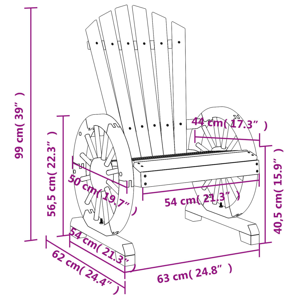 vidaXL Patio Adirondack Chairs 2 pcs Solid Wood Fir-9