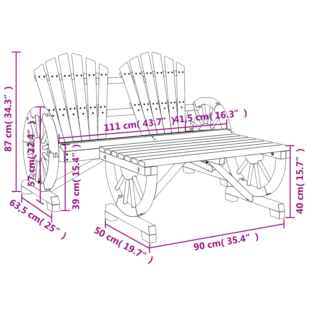 vidaXL 2 Piece Patio Lounge Set Solid Wood Fir-6