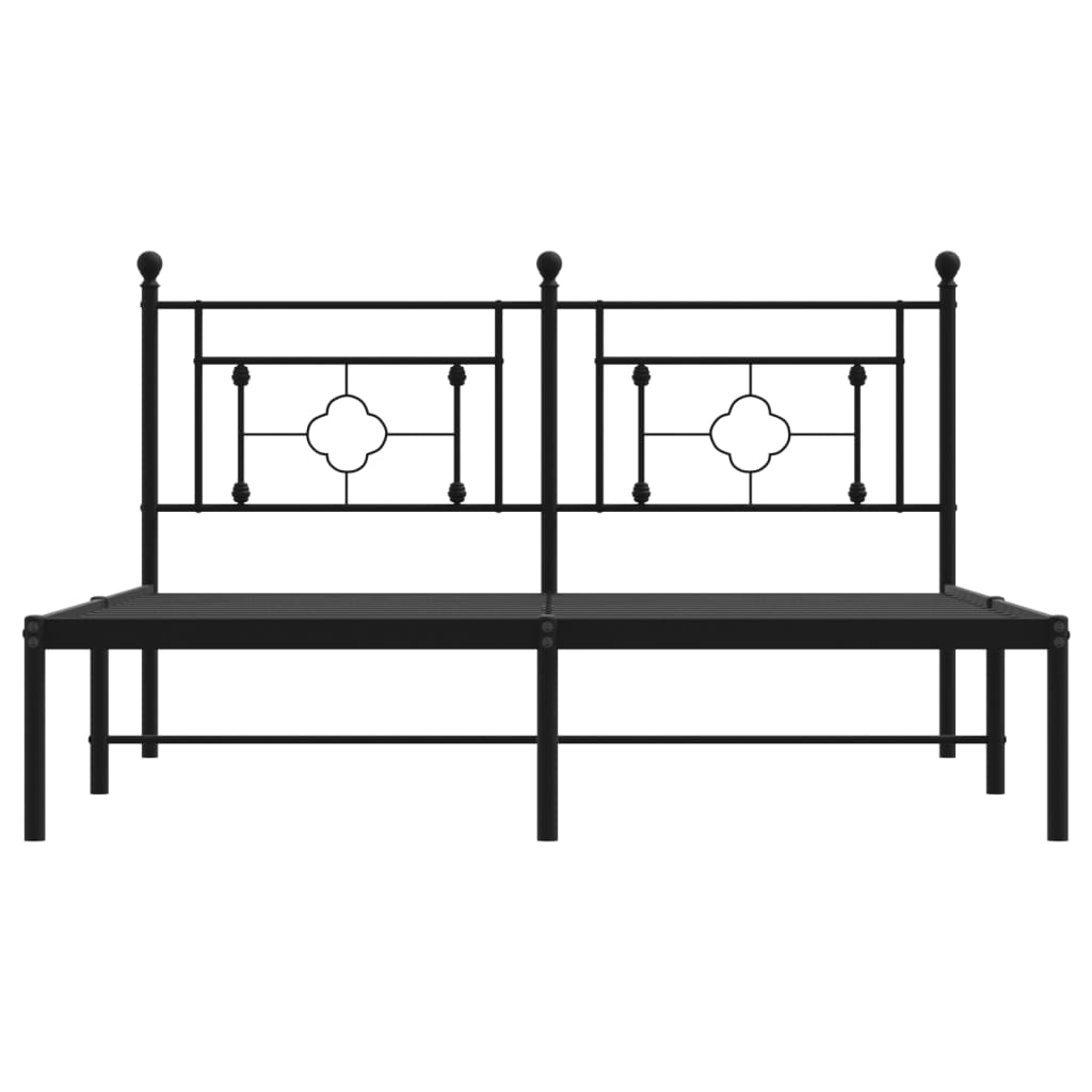 vidaXL Metal Bed Frame with Headboard Black 59.1"x78.7"-3