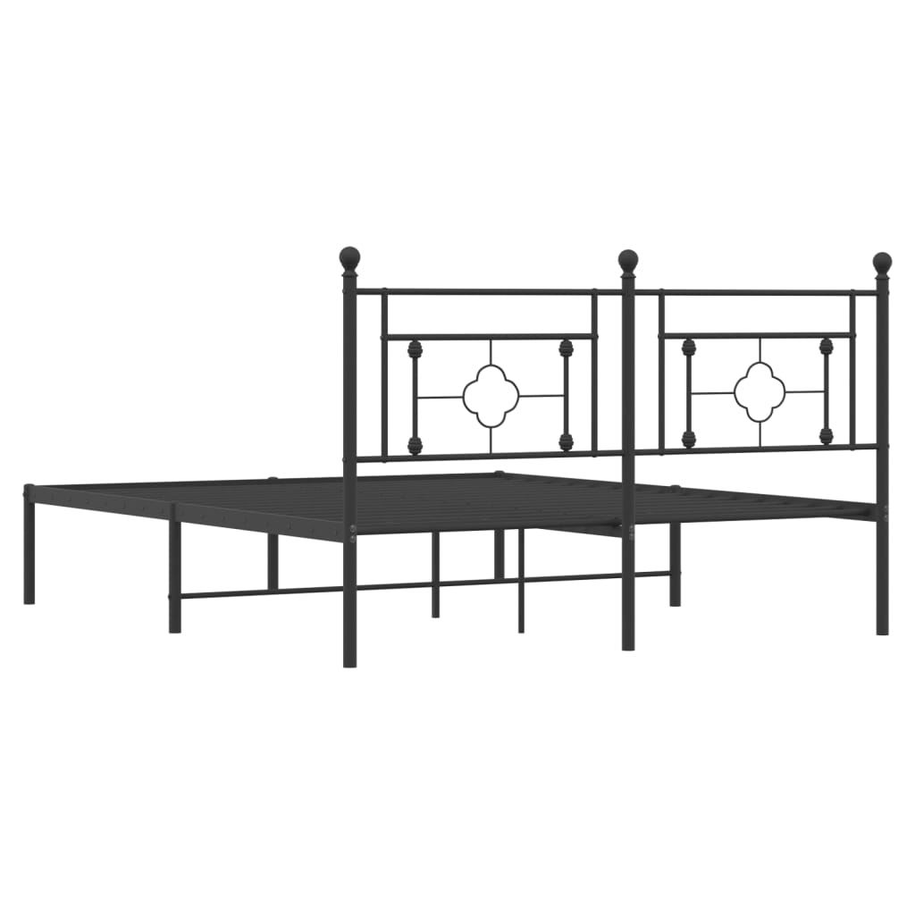 vidaXL Metal Bed Frame with Headboard Black 59.1"x78.7"-5