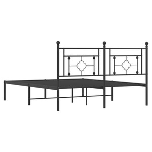 vidaXL Metal Bed Frame with Headboard Black 59.1"x78.7"-5