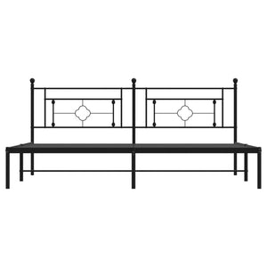 vidaXL Metal Bed Frame with Headboard Black 76"x79.9" King-3