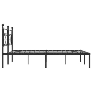 vidaXL Metal Bed Frame with Headboard Black 76"x79.9" King-4