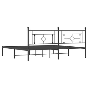 vidaXL Metal Bed Frame with Headboard Black 76"x79.9" King-5