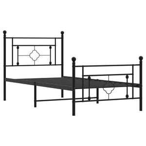 vidaXL Metal Bed Frame with Headboard and Footboard Black 39.4"x78.7"-2