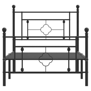 vidaXL Metal Bed Frame with Headboard and Footboard Black 39.4"x78.7"-3