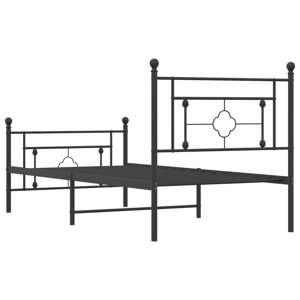 vidaXL Metal Bed Frame with Headboard and Footboard Black 39.4"x78.7"-5