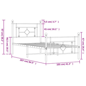 vidaXL Metal Bed Frame with Headboard and Footboard Black 39.4"x78.7"-8