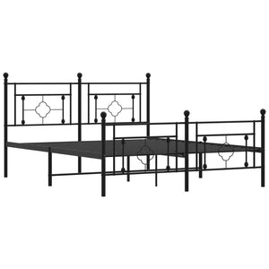 vidaXL Metal Bed Frame with Headboard and Footboard Black 59.1"x78.7"-2