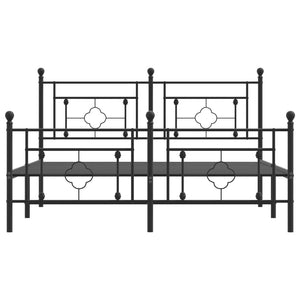 vidaXL Metal Bed Frame with Headboard and Footboard Black 59.1"x78.7"-3