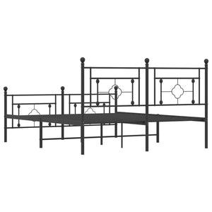 vidaXL Metal Bed Frame with Headboard and Footboard Black 59.1"x78.7"-5