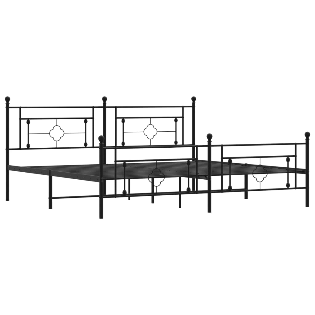 vidaXL Metal Bed Frame with Headboard and Footboard Black 76"x79.9" King-2