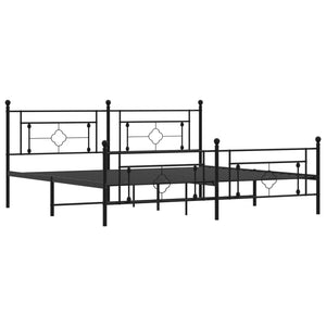 vidaXL Metal Bed Frame with Headboard and Footboard Black 76"x79.9" King-2