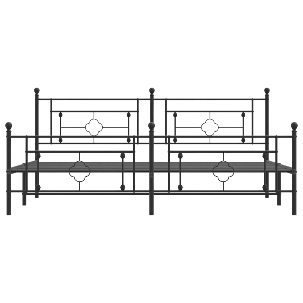 vidaXL Metal Bed Frame with Headboard and Footboard Black 76"x79.9" King-3