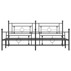 vidaXL Metal Bed Frame with Headboard and Footboard Black 76"x79.9" King-3