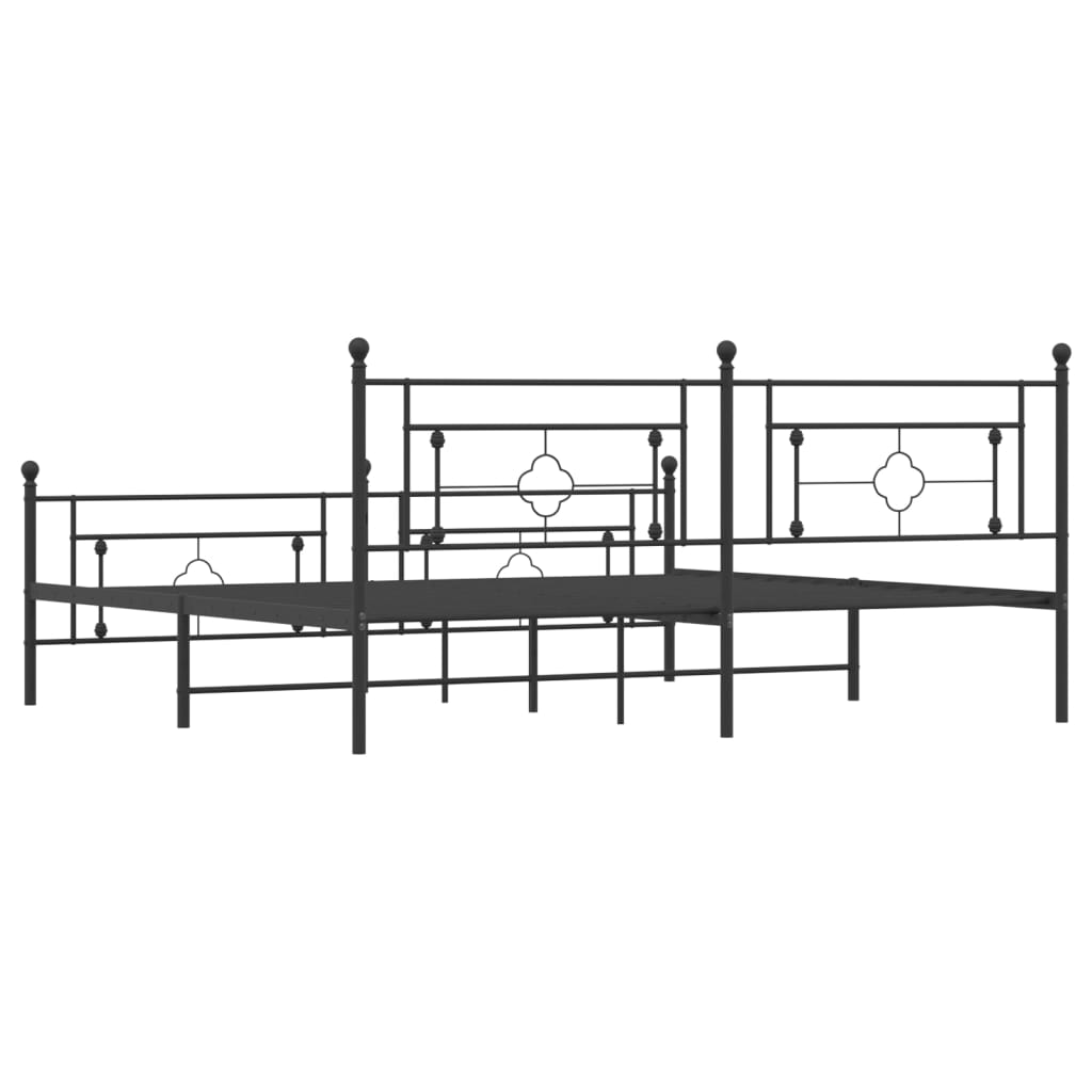 vidaXL Metal Bed Frame with Headboard and Footboard Black 76"x79.9" King-5