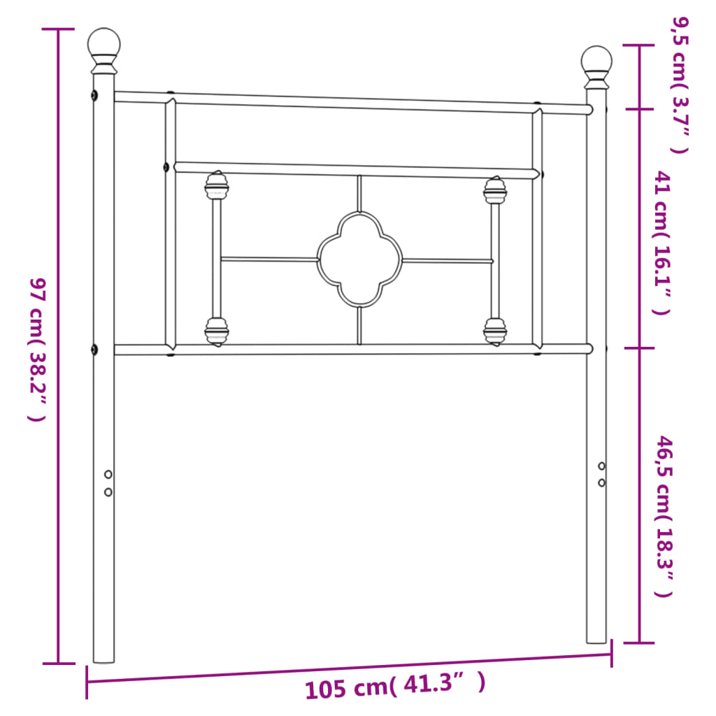 vidaXL Metal Headboard Bed Header Construction with Back Support Furniture-10