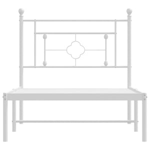 vidaXL Metal Bed Frame with Headboard White 39.4"x78.7"-3