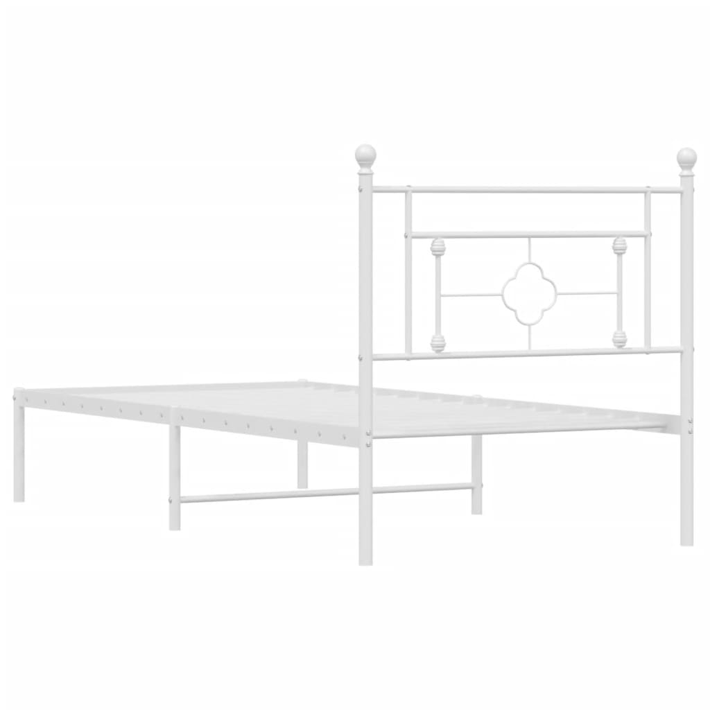 vidaXL Metal Bed Frame with Headboard White 39.4"x78.7"-5