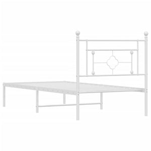 vidaXL Metal Bed Frame with Headboard White 39.4"x78.7"-5