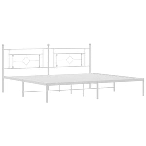 vidaXL Metal Bed Frame with Headboard White 76"x79.9" King-2