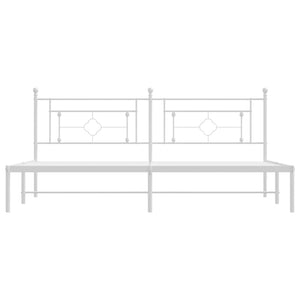 vidaXL Metal Bed Frame with Headboard White 76"x79.9" King-3