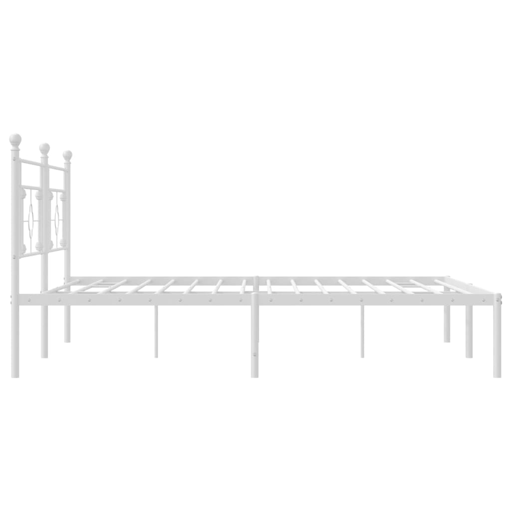 vidaXL Metal Bed Frame with Headboard White 76"x79.9" King-4