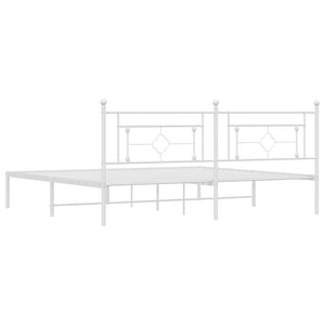 vidaXL Metal Bed Frame with Headboard White 76"x79.9" King-5