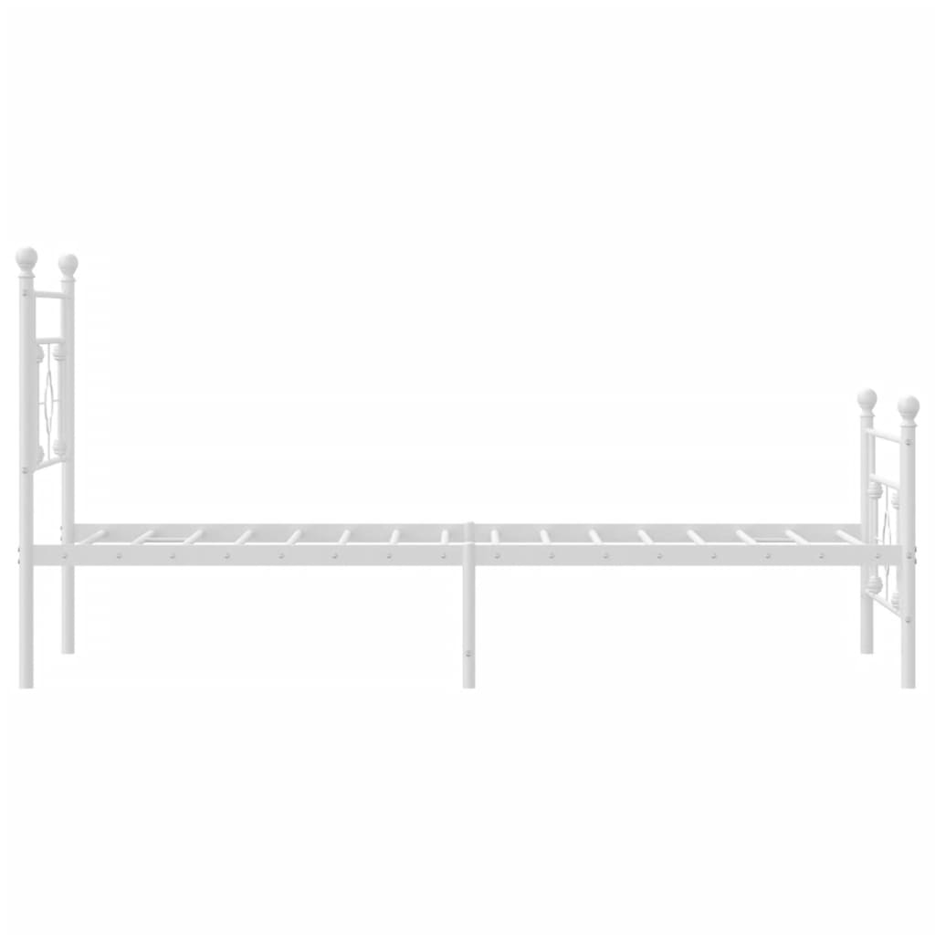 vidaXL Metal Bed Frame with Headboard and Footboard White 39.4"x78.7"-4