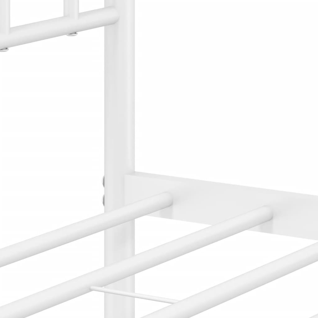 vidaXL Metal Bed Frame with Headboard and Footboard White 39.4"x78.7"-7