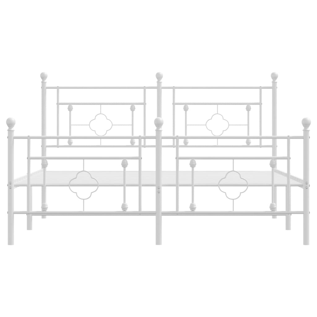 vidaXL Metal Bed Frame with Headboard and Footboard White 59.1"x78.7"-3