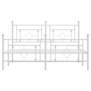 vidaXL Metal Bed Frame with Headboard and Footboard White 59.1"x78.7"-3