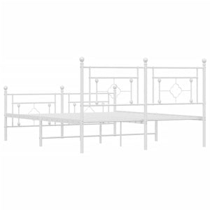 vidaXL Metal Bed Frame with Headboard and Footboard White 59.1"x78.7"-5