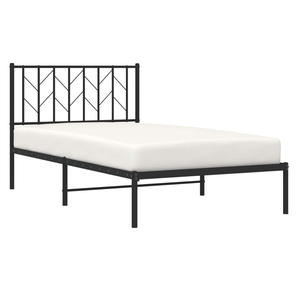 vidaXL Metal Bed Frame with Headboard Black 39.4"x78.7"-1