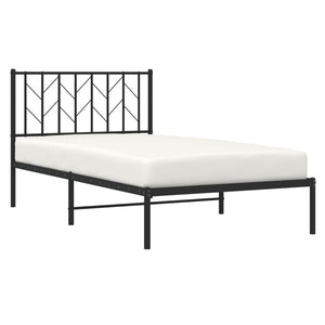 vidaXL Metal Bed Frame with Headboard Black 39.4"x78.7"-1