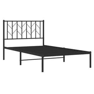 vidaXL Metal Bed Frame with Headboard Black 39.4"x78.7"-2